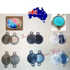 10pcs Cabochon Bases 10mm ID Antique Bronze Silver Black Charms Pendant Metal