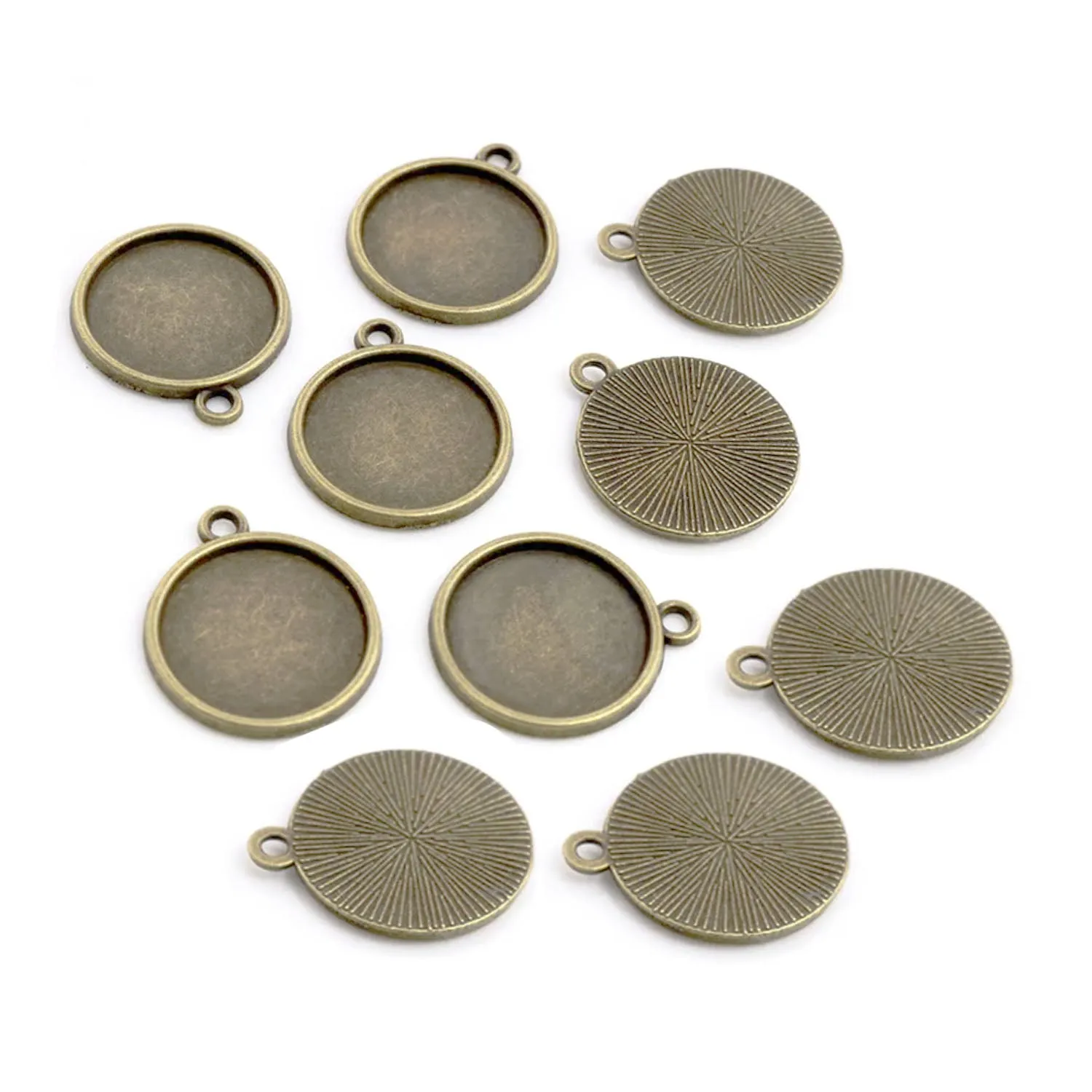 10pcs Cabochon Bases 14mm ID Antique Bronze Charms Pendant Bracelet Necklace DIY Metal