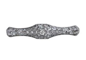 1.30ct Natural Diamonds Platinum Pin Edwardian Deco Vintage Platinum 12310