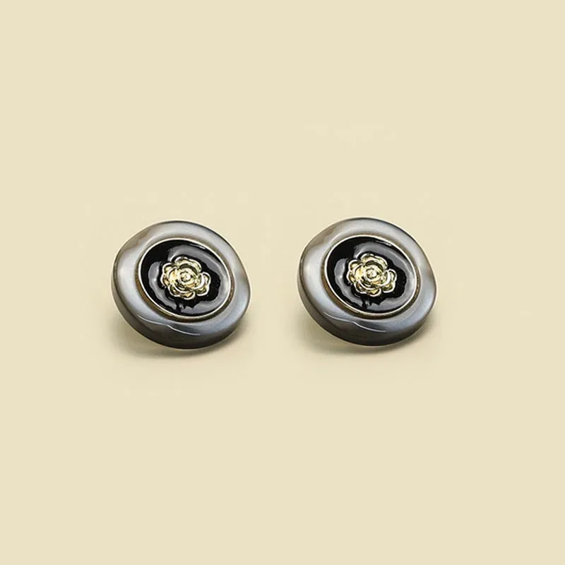 18/23mm Transparent Resin and Metal Camellia Buttons for Coat Knitwear 50pcs