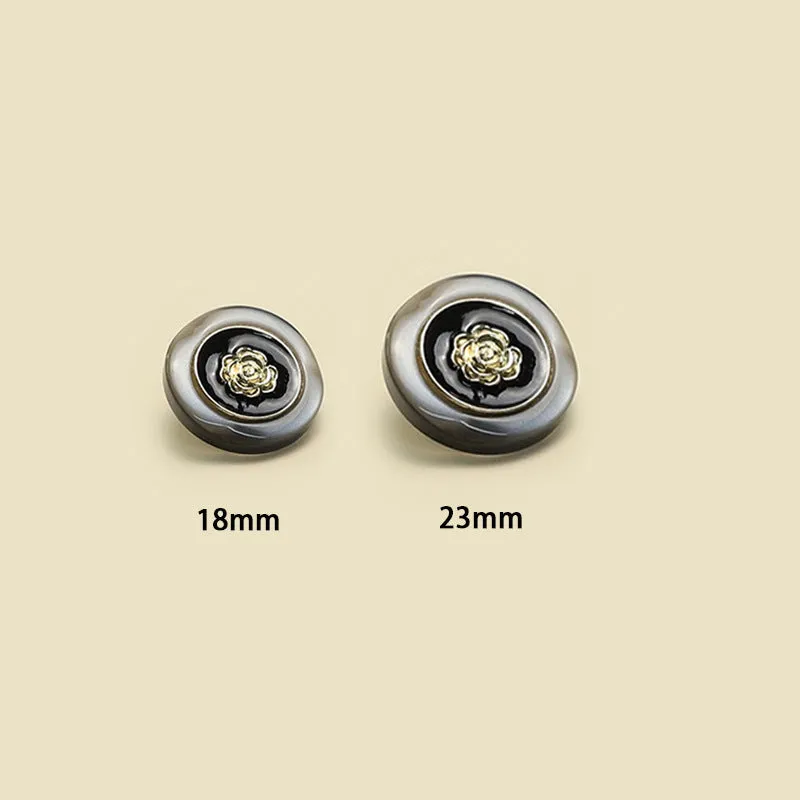 18/23mm Transparent Resin and Metal Camellia Buttons for Coat Knitwear 50pcs