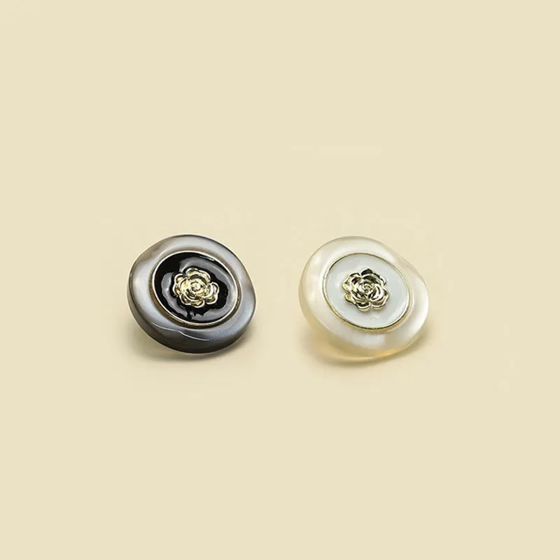 18/23mm Transparent Resin and Metal Camellia Buttons for Coat Knitwear 50pcs
