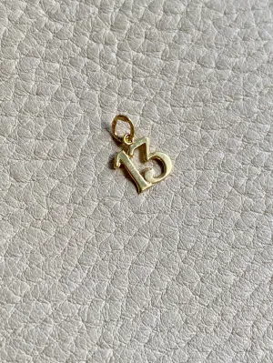 18k gold Swedish vintage charm or pendant - Number '13'