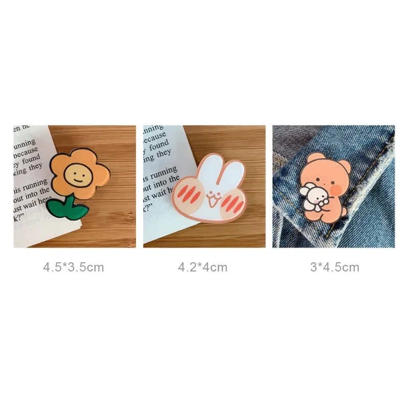 1PCS Creative Brooches Cartoon Cute Cartoons Bunny Bear Painting Dog Pin Badge Fashion Shirt Bag Lapel Pins Jewelry Gift