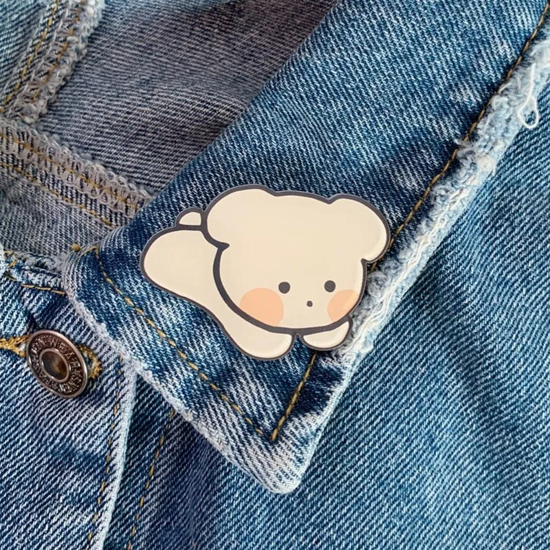 1PCS Creative Brooches Cartoon Cute Cartoons Bunny Bear Painting Dog Pin Badge Fashion Shirt Bag Lapel Pins Jewelry Gift