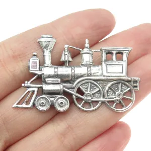 925 Sterling Silver Antique Art Deco Train locomotive Engine Pin Brooch
