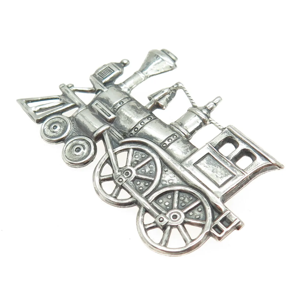 925 Sterling Silver Antique Art Deco Train locomotive Engine Pin Brooch