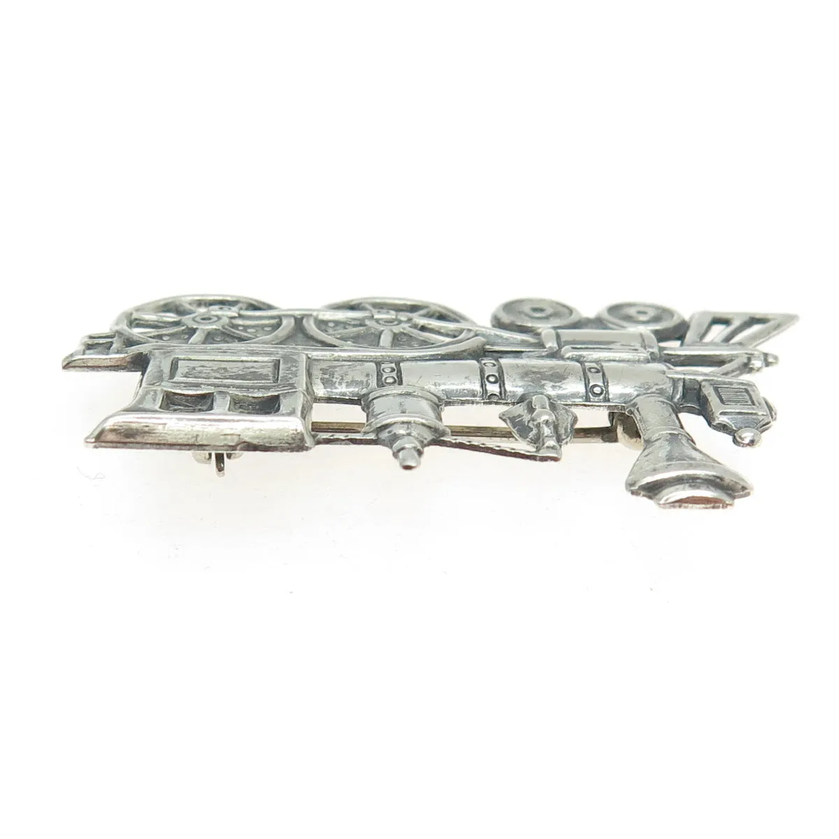 925 Sterling Silver Antique Art Deco Train locomotive Engine Pin Brooch