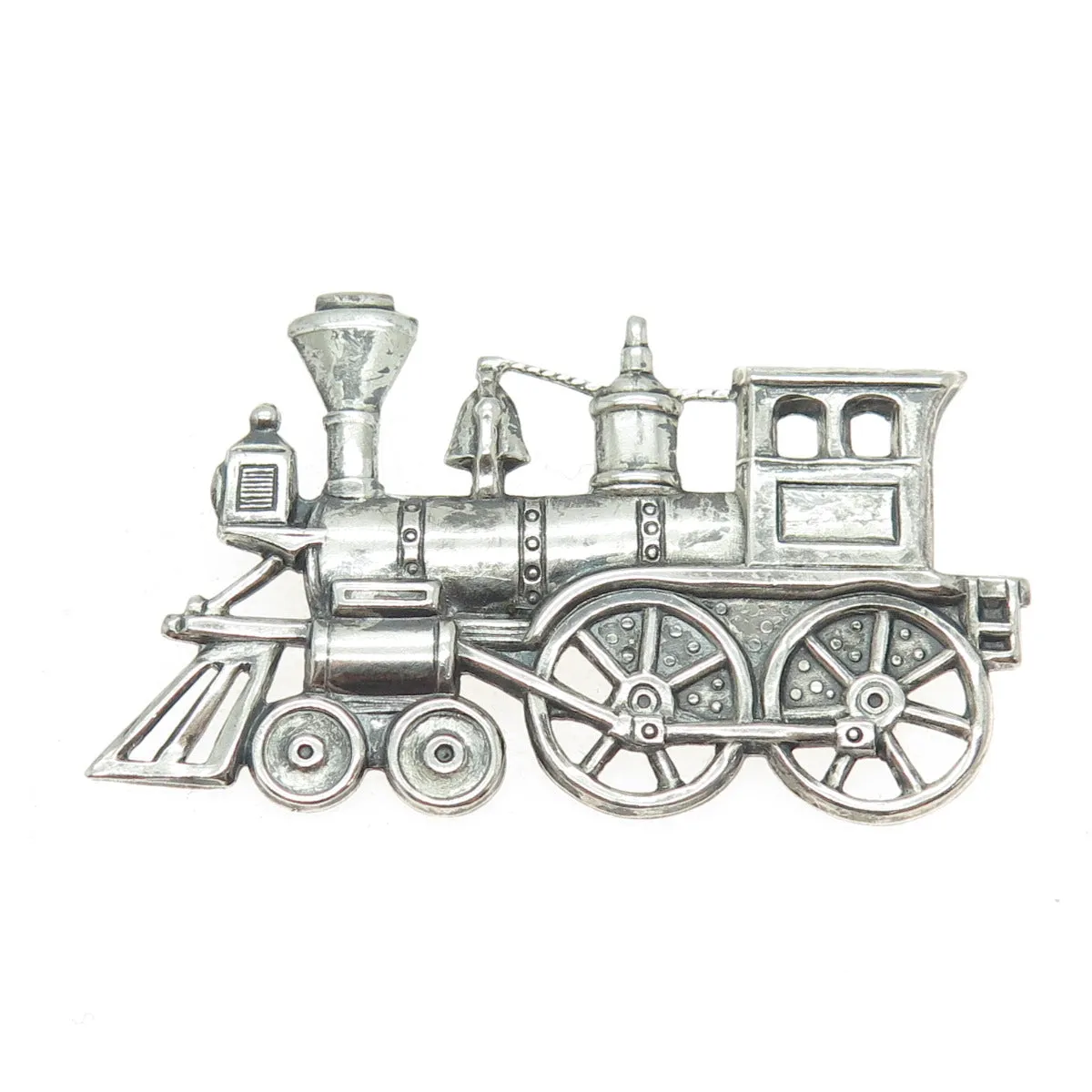 925 Sterling Silver Antique Art Deco Train locomotive Engine Pin Brooch
