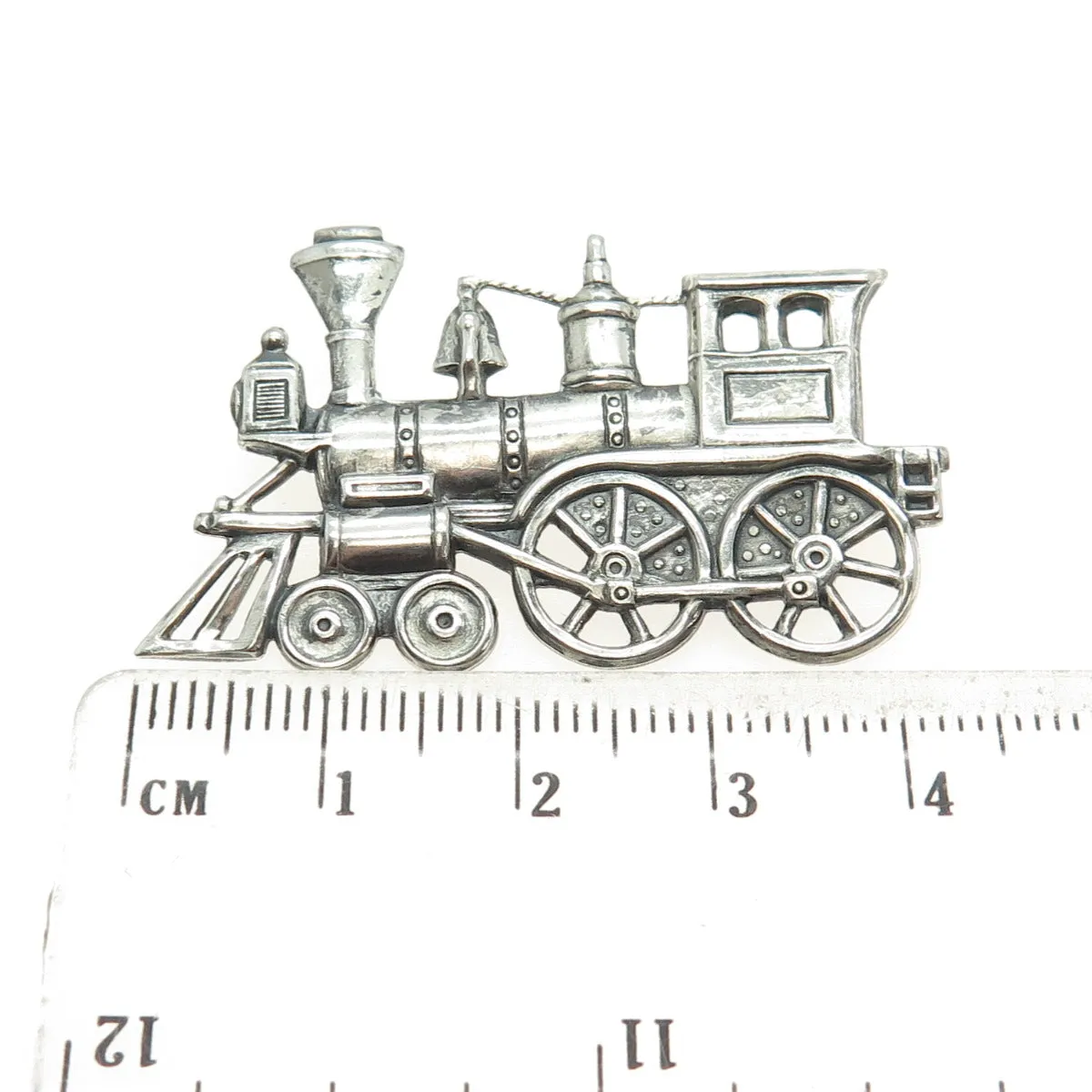 925 Sterling Silver Antique Art Deco Train locomotive Engine Pin Brooch