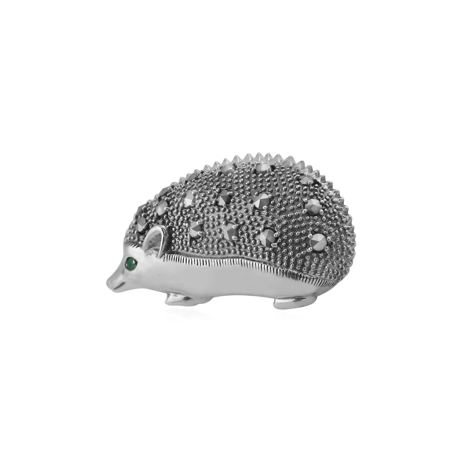 925er Sterlingsilber Markasit & Smaragd Brosche