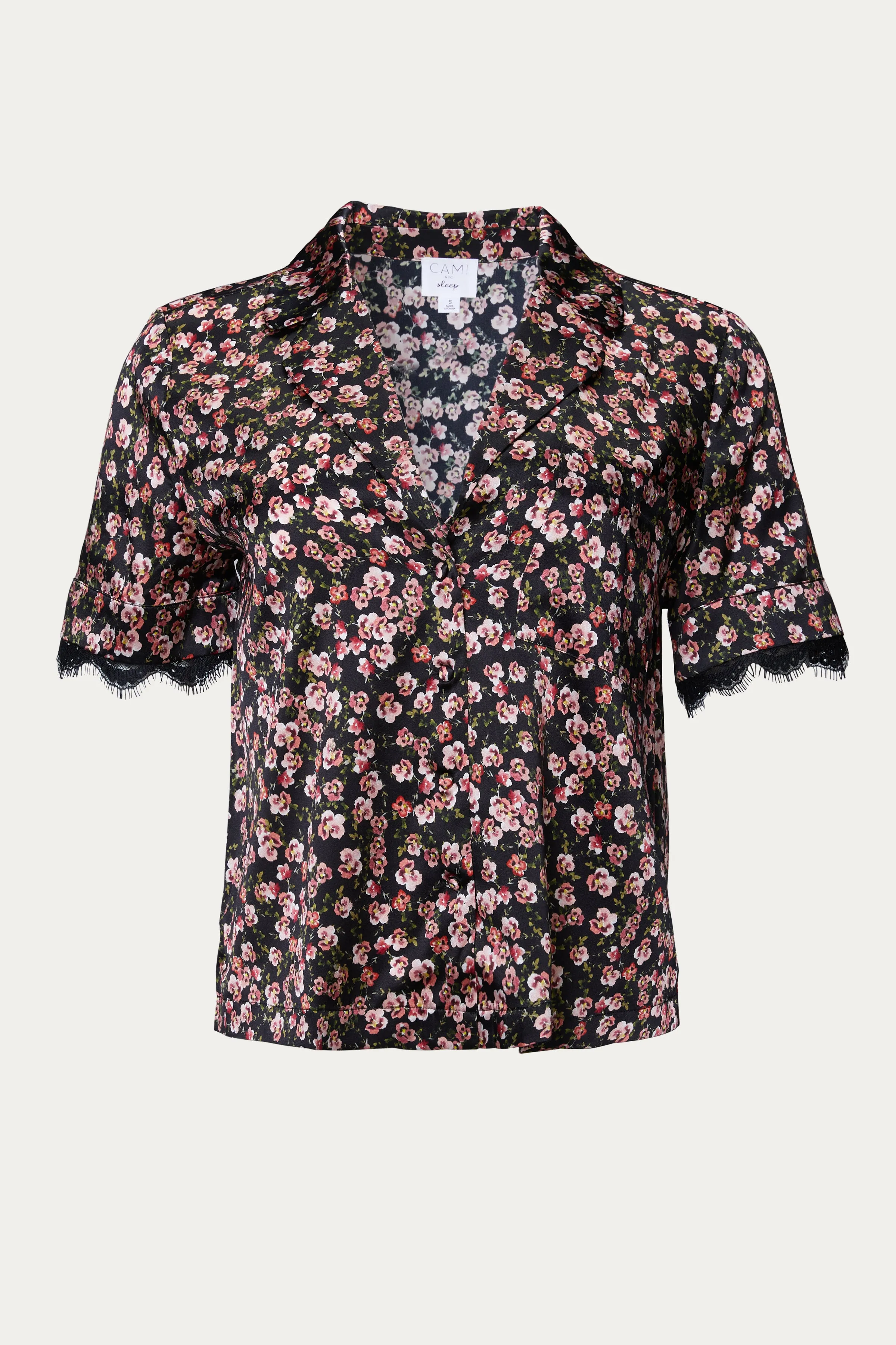 ADELE STRETCH-SILK SATIN PAJAMA TOP
