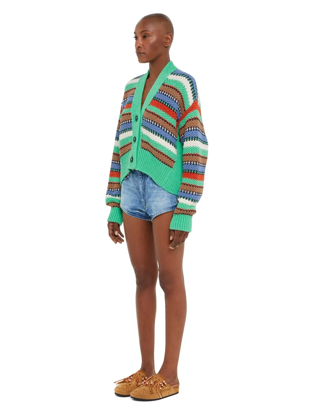 ALANUI SUNNY STRIPES CROPPED CARDIGAN