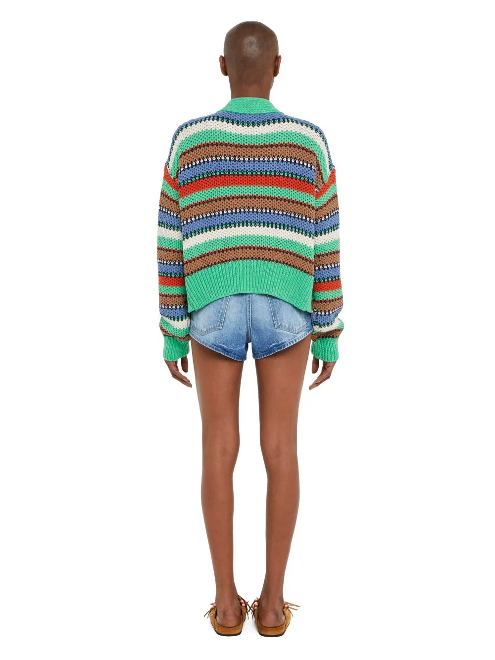 ALANUI SUNNY STRIPES CROPPED CARDIGAN