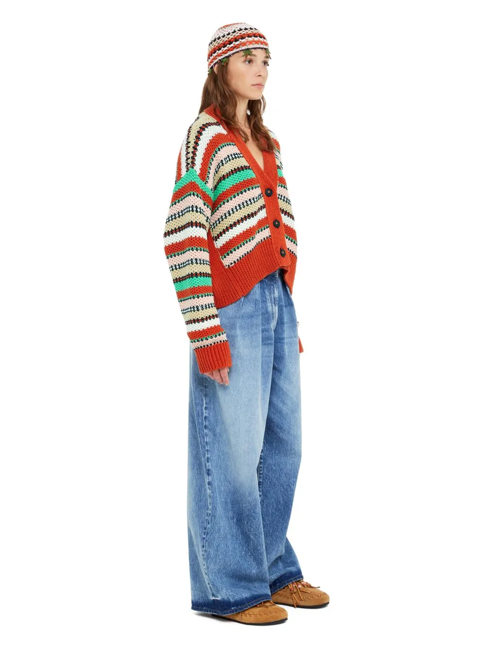 ALANUI SUNNY STRIPES CROPPED CARDIGAN