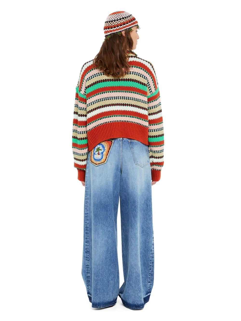 ALANUI SUNNY STRIPES CROPPED CARDIGAN