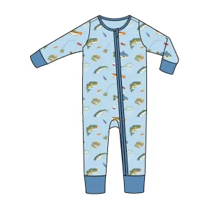 Angel Dear Fishing Zipper Romper - Blue