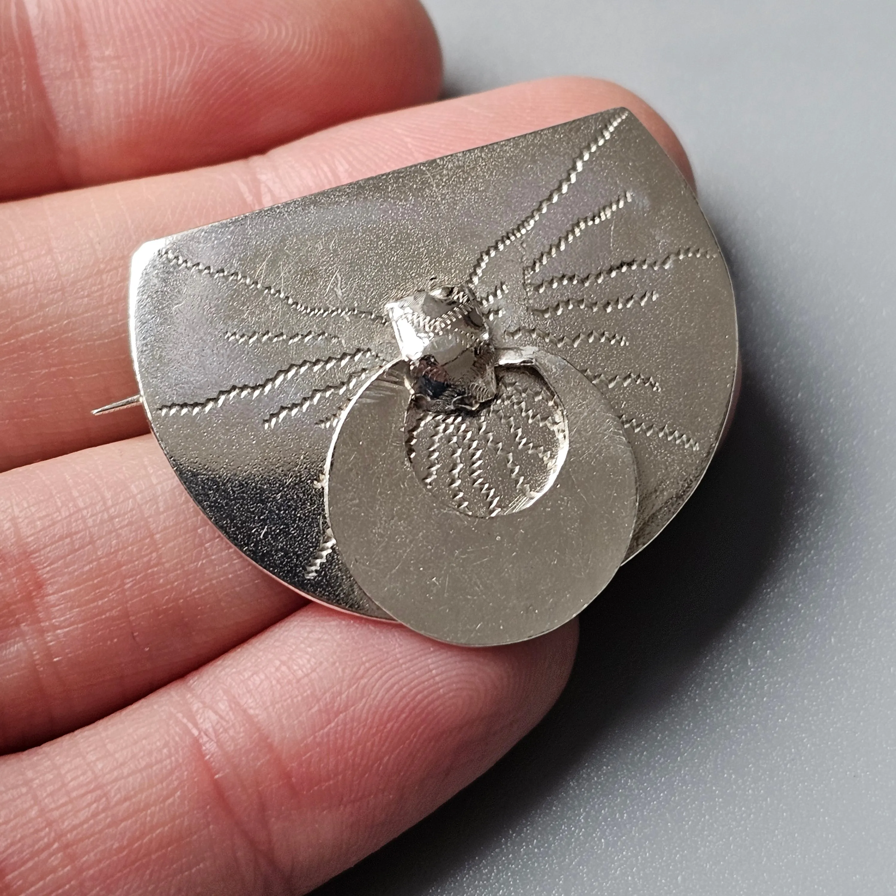 Antique 1920s Finnish Art Deco Style Silver Brooch 1921