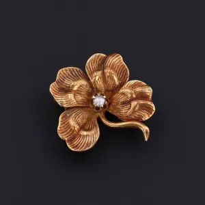 Antique Clover Brooch of 10k Gold
