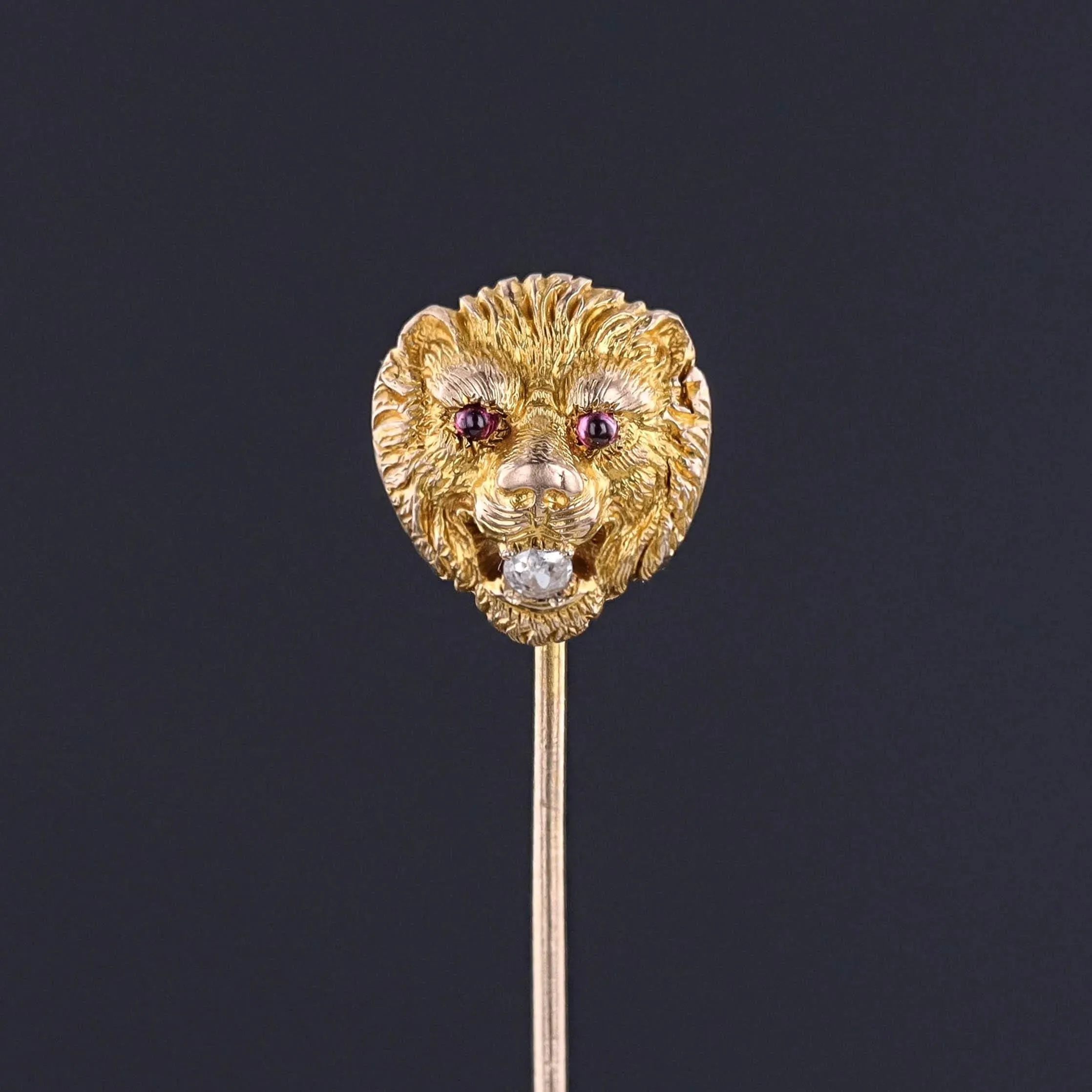 Antique Lion Stickpin of 14k Gold