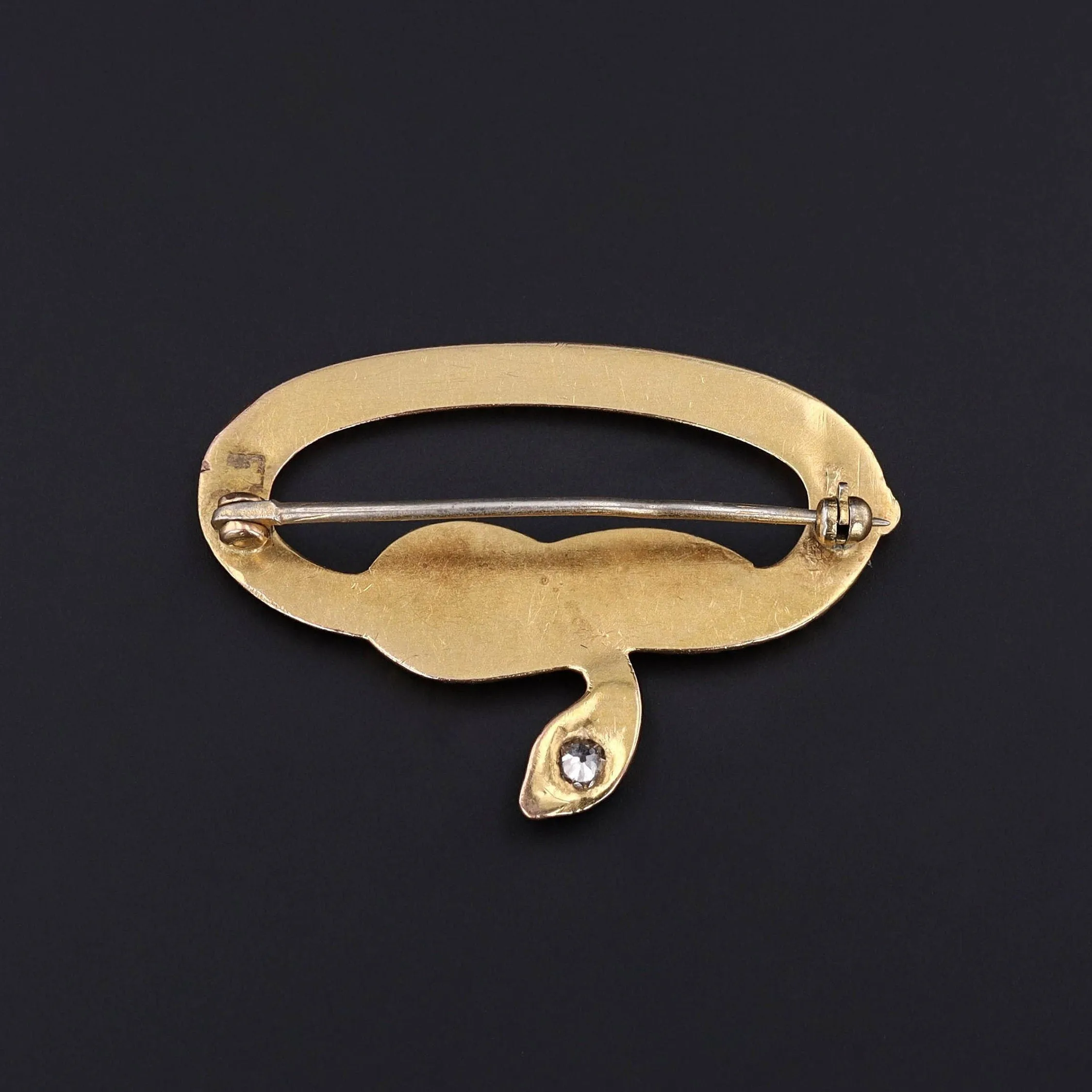 Antique Snake Brooch of 14k Gold