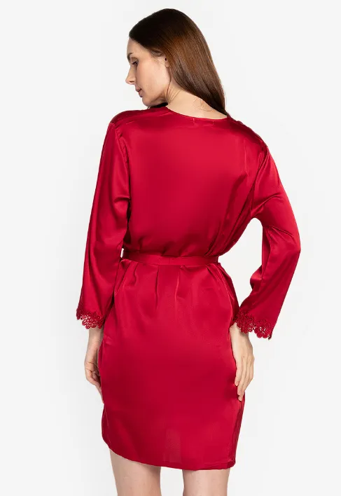 Athena red Silk Robe Set