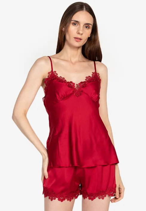 Athena red Silk Robe Set