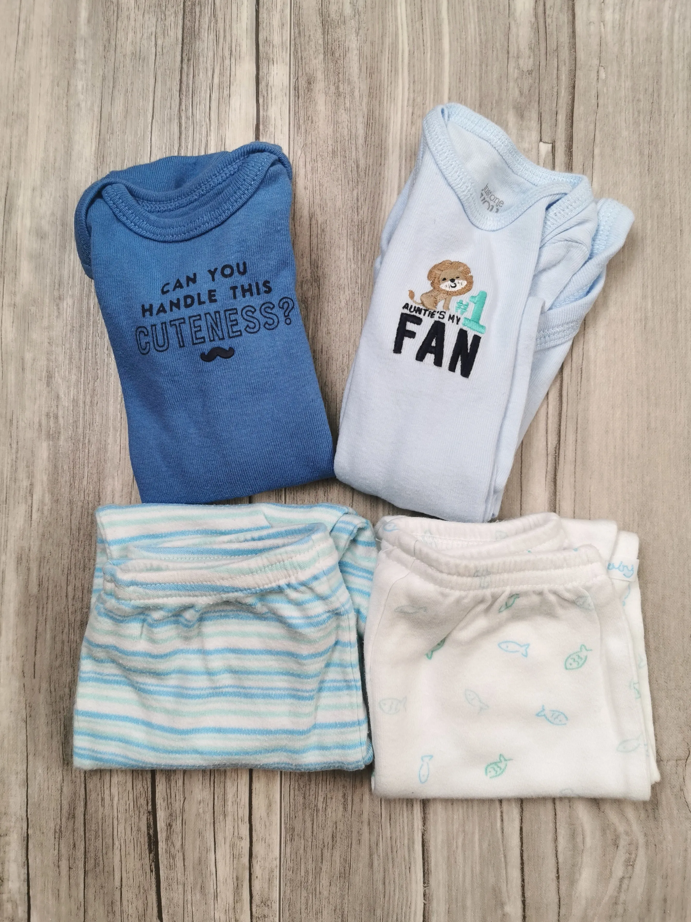 BABY BOY SIZE 0/3 MONTHS - 4 Piece Mix N Match Fall Outfits EUC B7