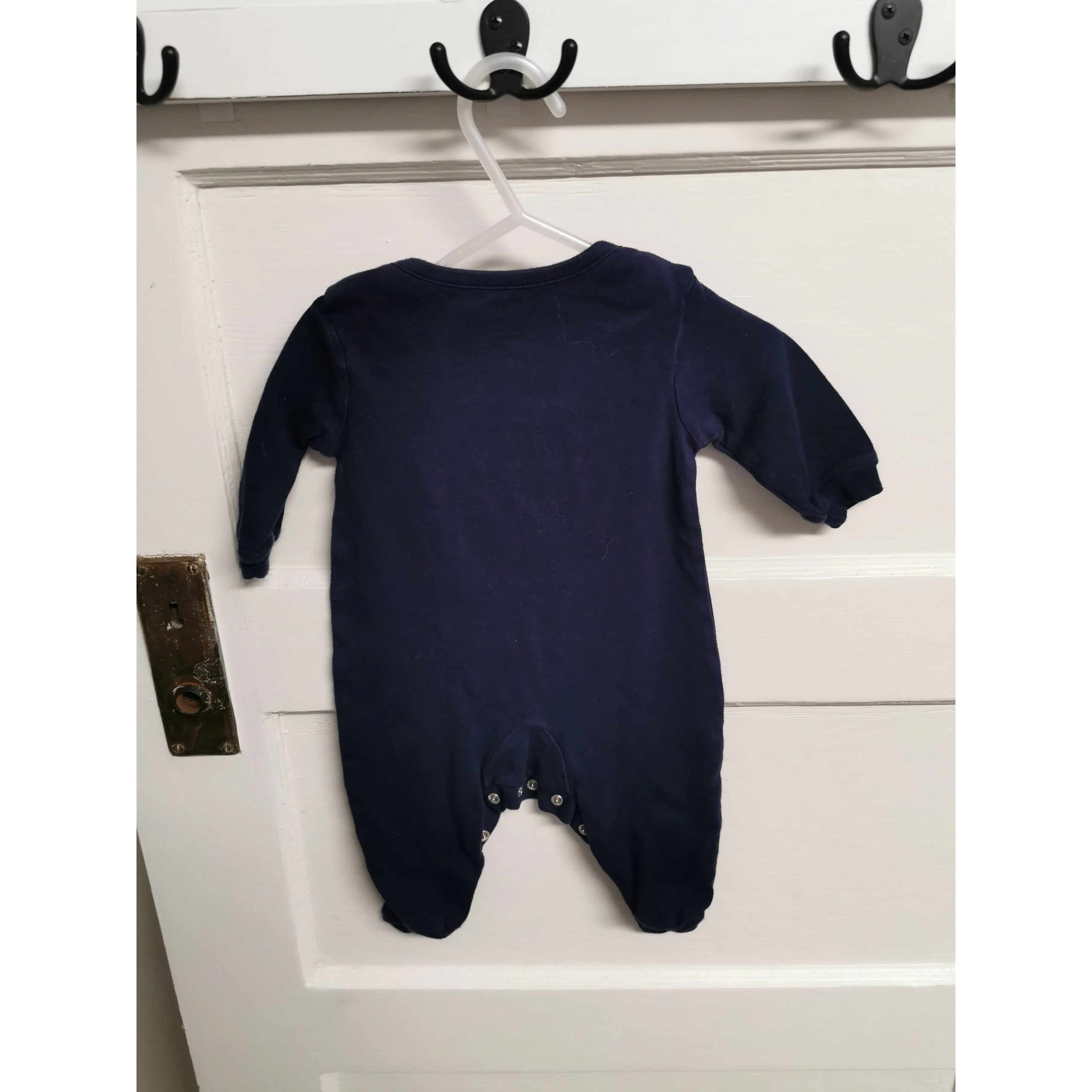 BABY BOY SIZE 0/3 MONTHS - GEORGE, Navy Blue Cuddle Monster Cotton Onesie Sleeper EUC B33