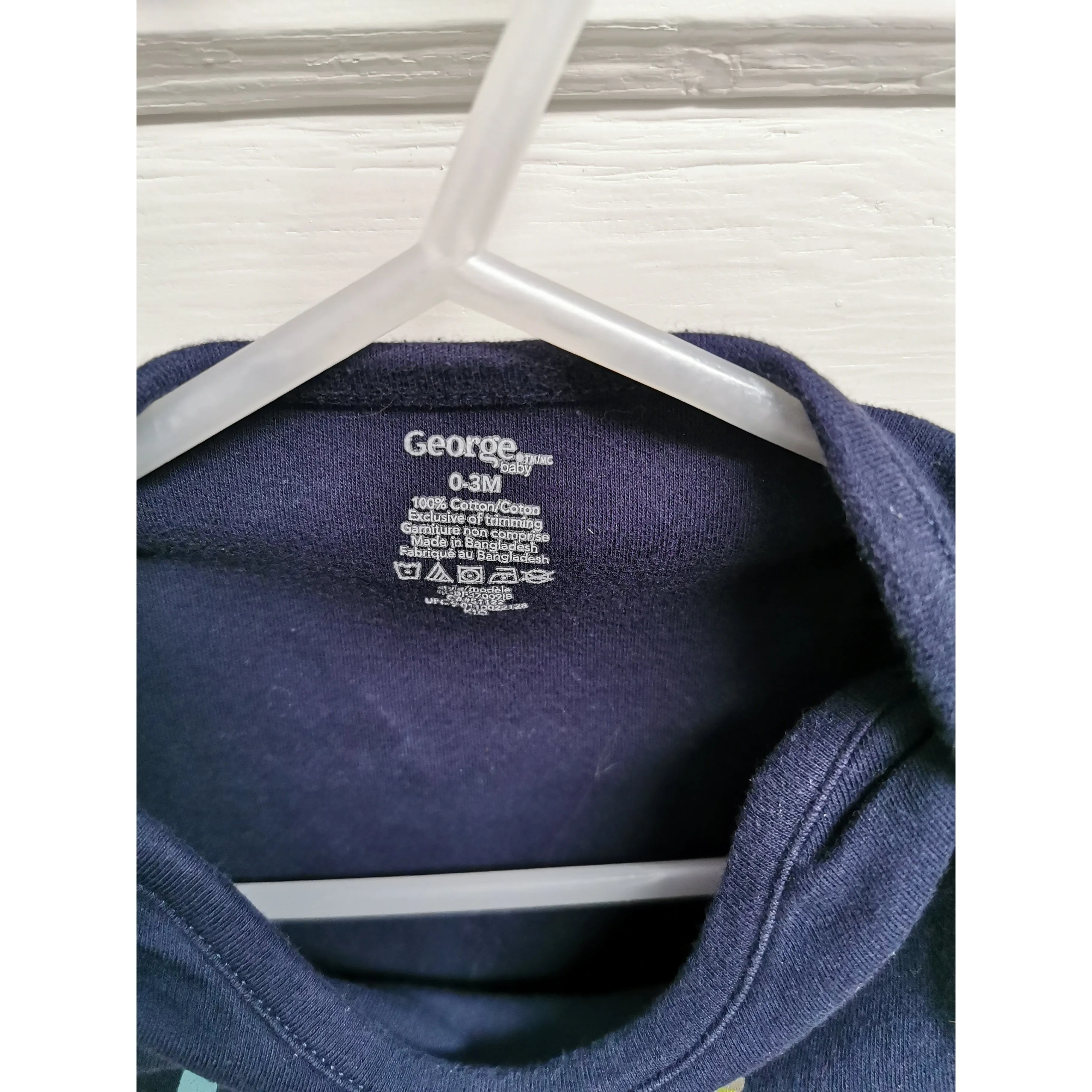 BABY BOY SIZE 0/3 MONTHS - GEORGE, Navy Blue Cuddle Monster Cotton Onesie Sleeper EUC B33