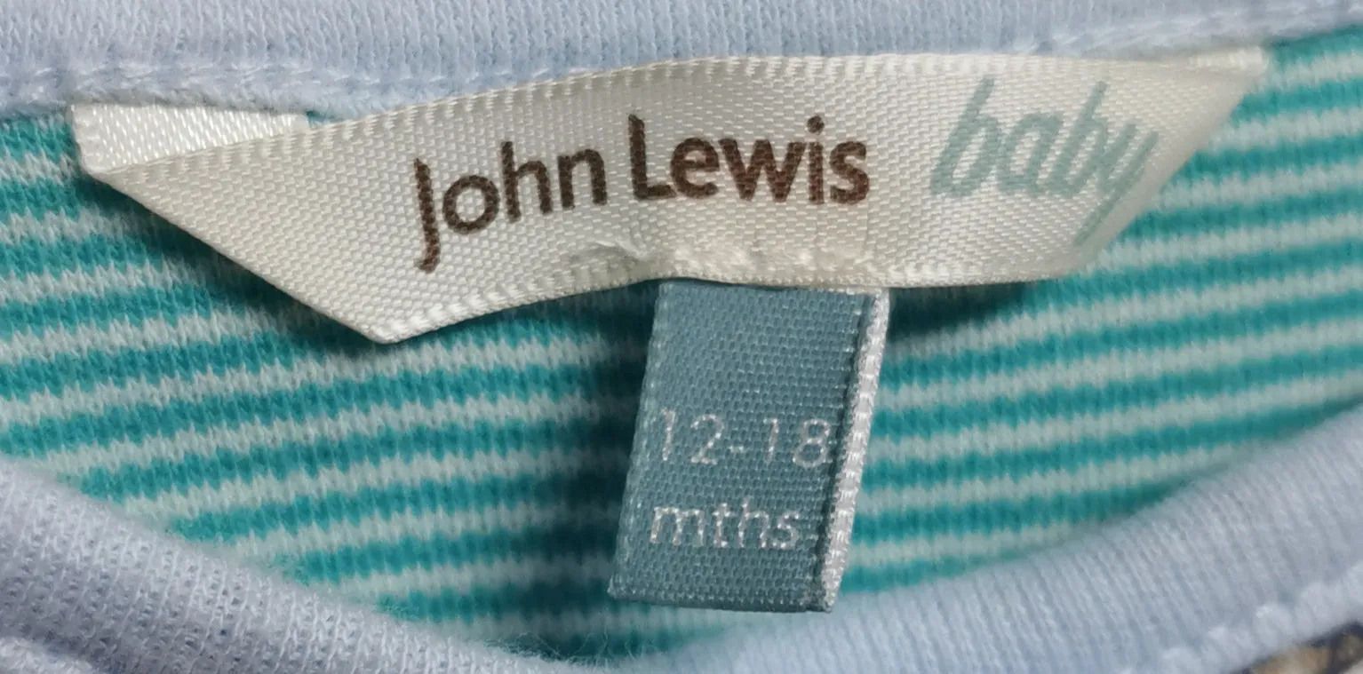 BABY BOY SIZE 12/18 MONTHS - JOHN LEWIS, Soft Sleep & Play Onesie / Matching Hat EUC B33