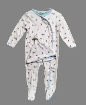 BABY BOY SIZE 12/18 MONTHS - JOHN LEWIS, Soft Sleep & Play Onesie / Matching Hat EUC B33