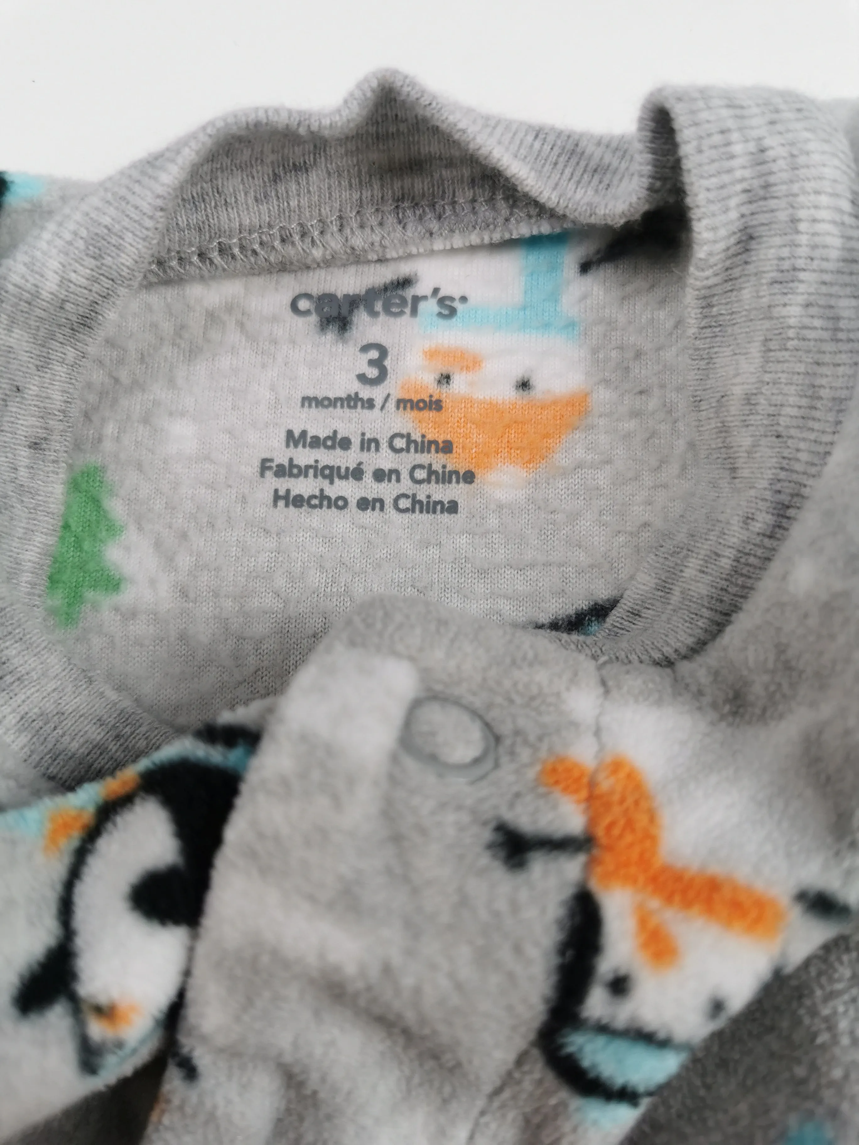 BABY BOY SIZE 3 MONTHS - CARTER'S, Soft Fleece, Sleep & Play One-piece VGUC B32