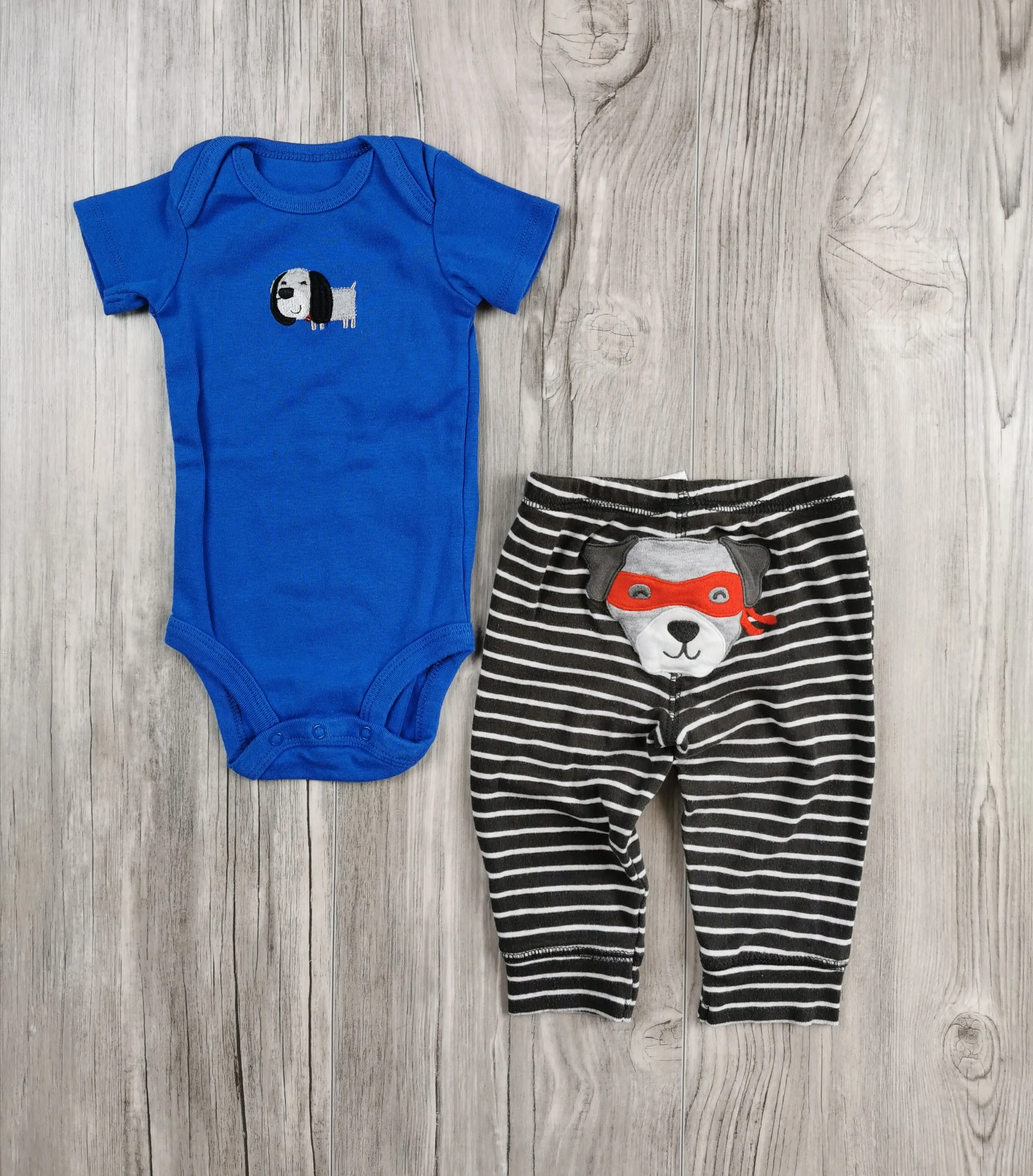 BABY BOY SIZE 6 MONTHS - PEKKLE & CARTER'S, 2 Piece Mix N Match Outfit EUC B14