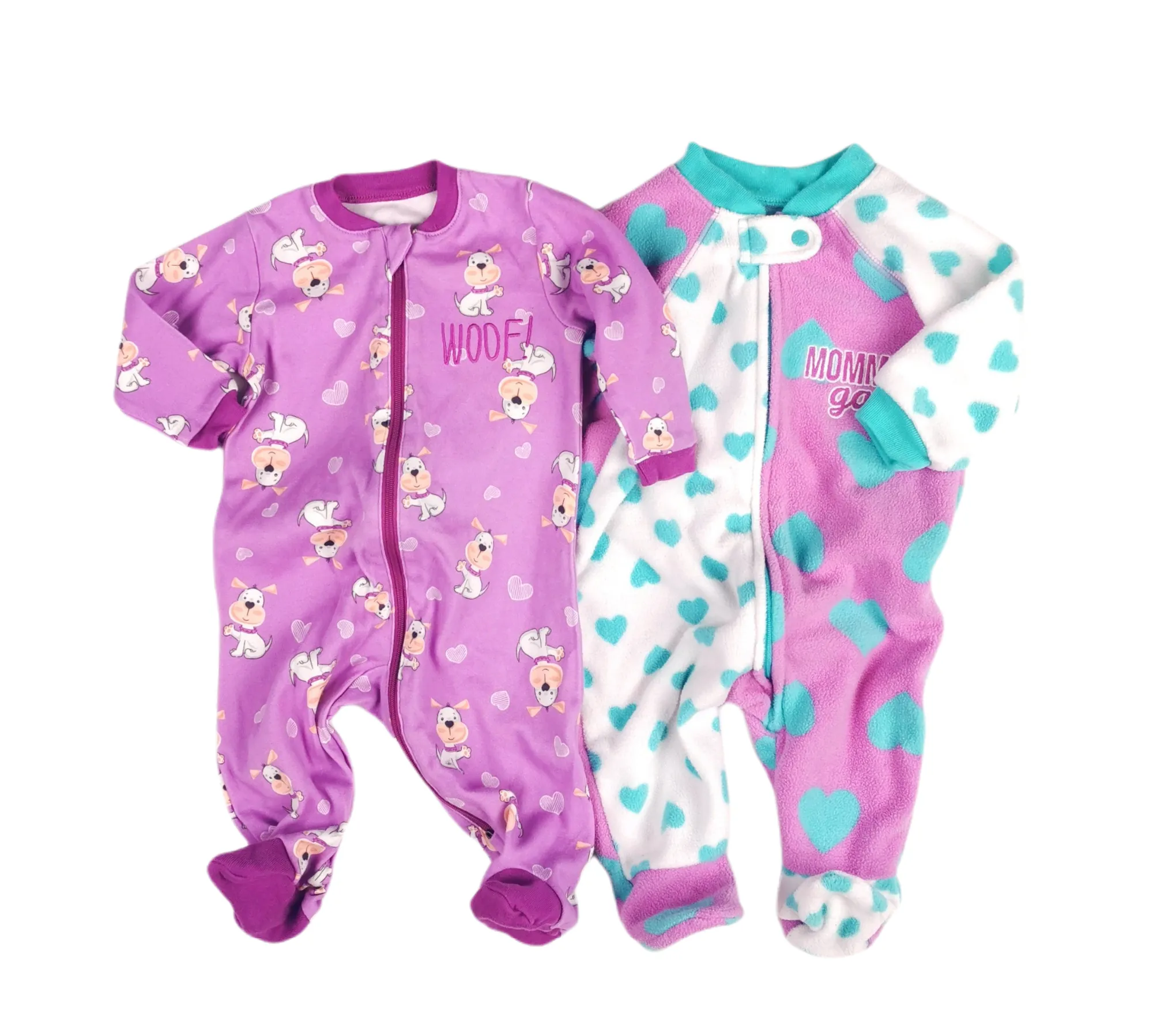 BABY GIRL SIZE 0/3 MONTHS, 2 Pack Cute Footed Onesies EUC B16