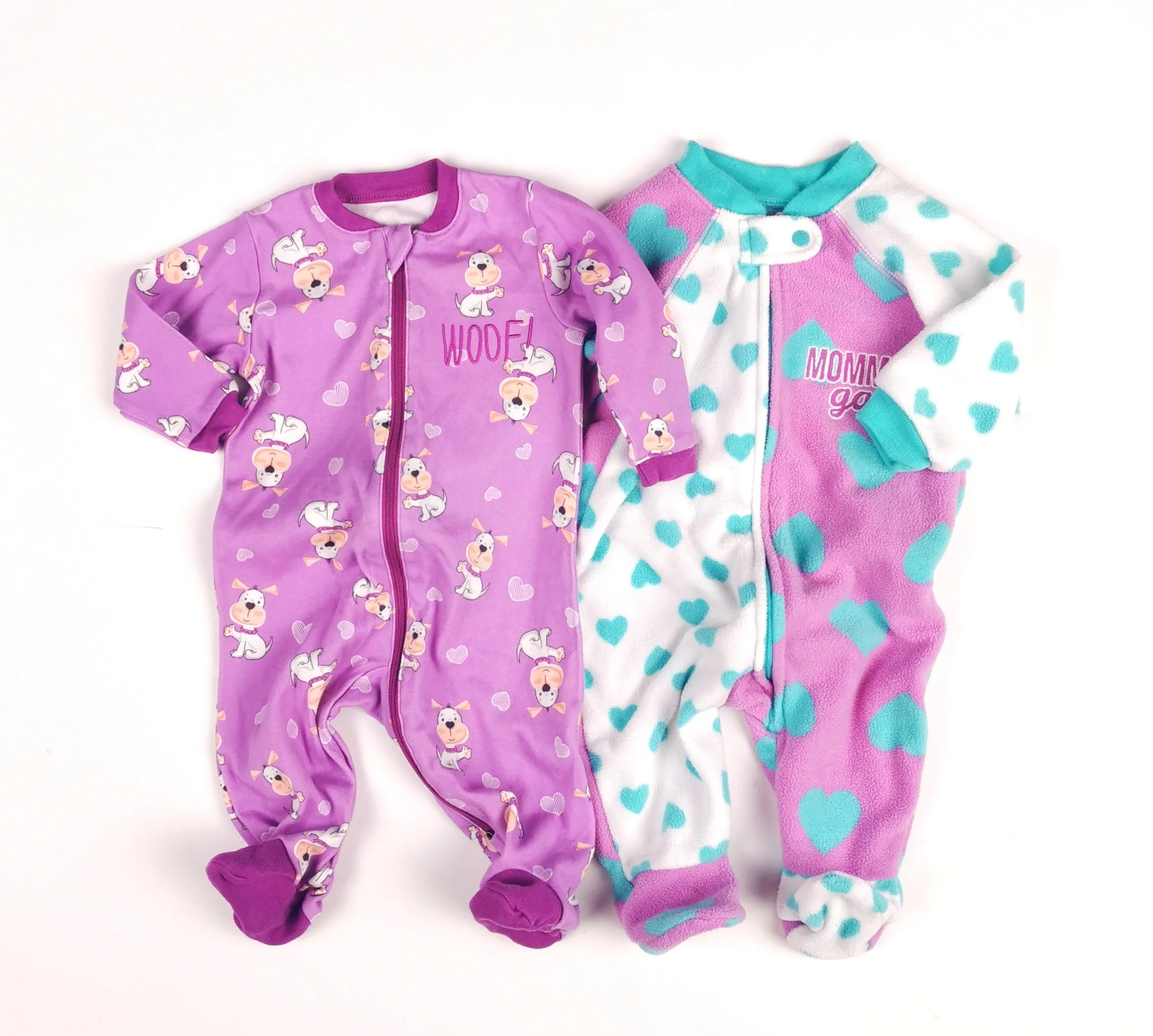 BABY GIRL SIZE 0/3 MONTHS, 2 Pack Cute Footed Onesies EUC B16