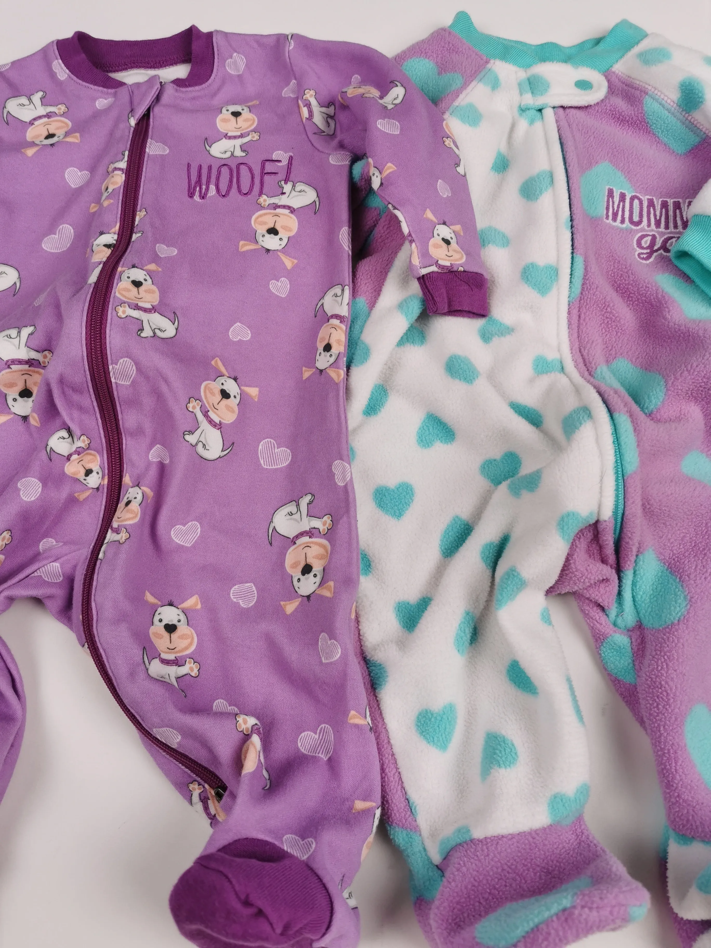BABY GIRL SIZE 0/3 MONTHS, 2 Pack Cute Footed Onesies EUC B16