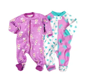 BABY GIRL SIZE 0/3 MONTHS, 2 Pack Cute Footed Onesies EUC B16