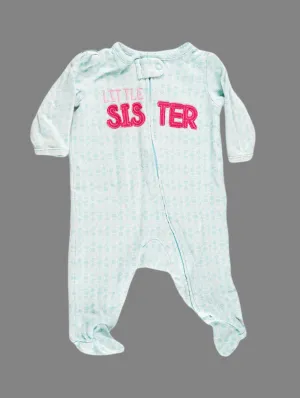BABY GIRL SIZE 0/3 MONTHS - Carter's (Little Sister) Graphic Onesie Sleeper EUC B4