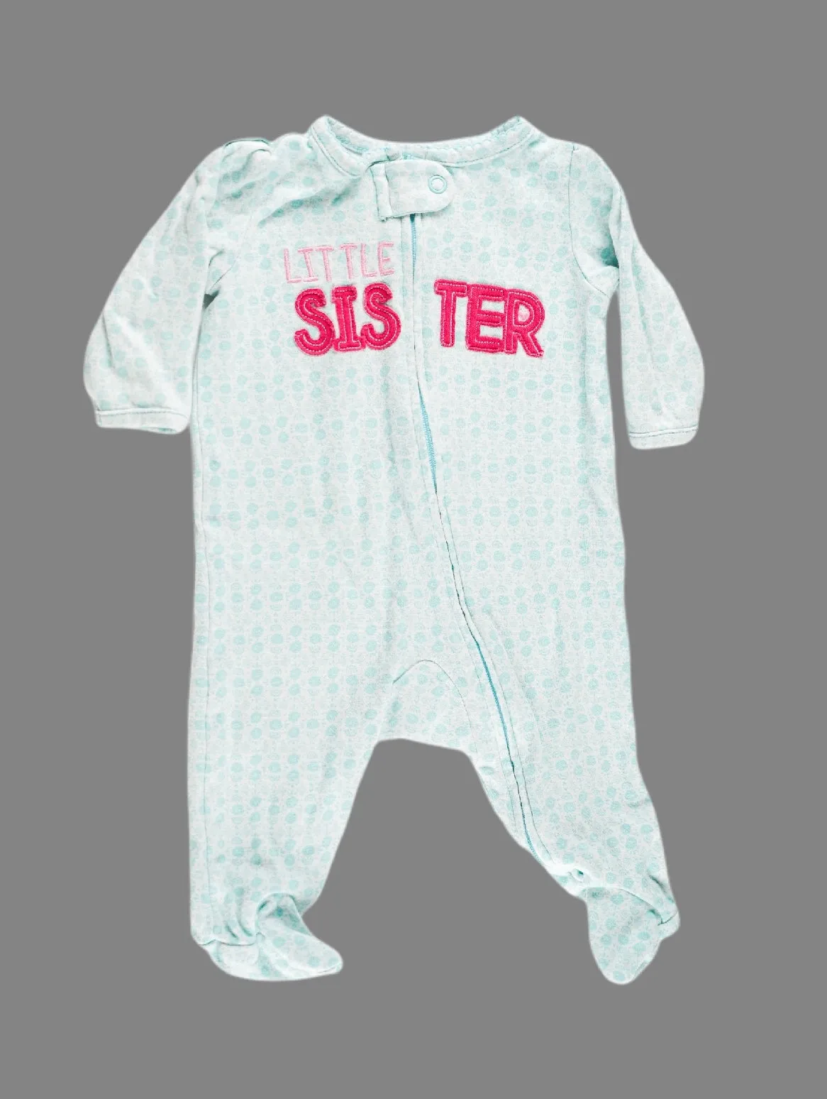 BABY GIRL SIZE 0/3 MONTHS - Carter's (Little Sister) Graphic Onesie Sleeper EUC B4