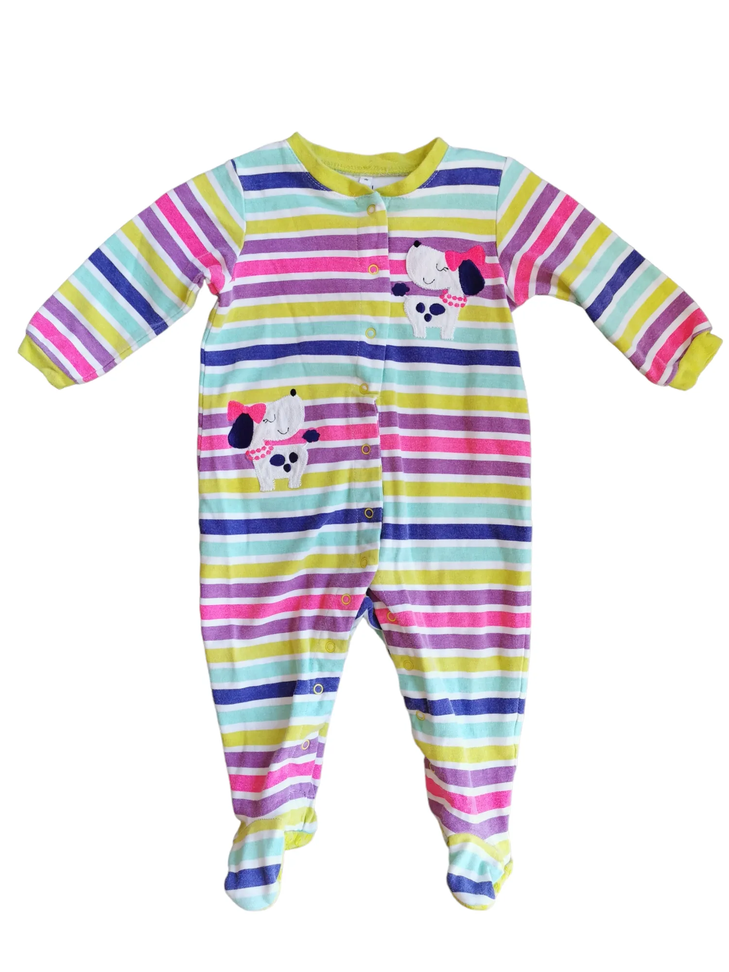 BABY GIRL SIZE 12 MONTHS - PEKKLE, Soft Graphic Sleep & Play Onesie VGUC B32