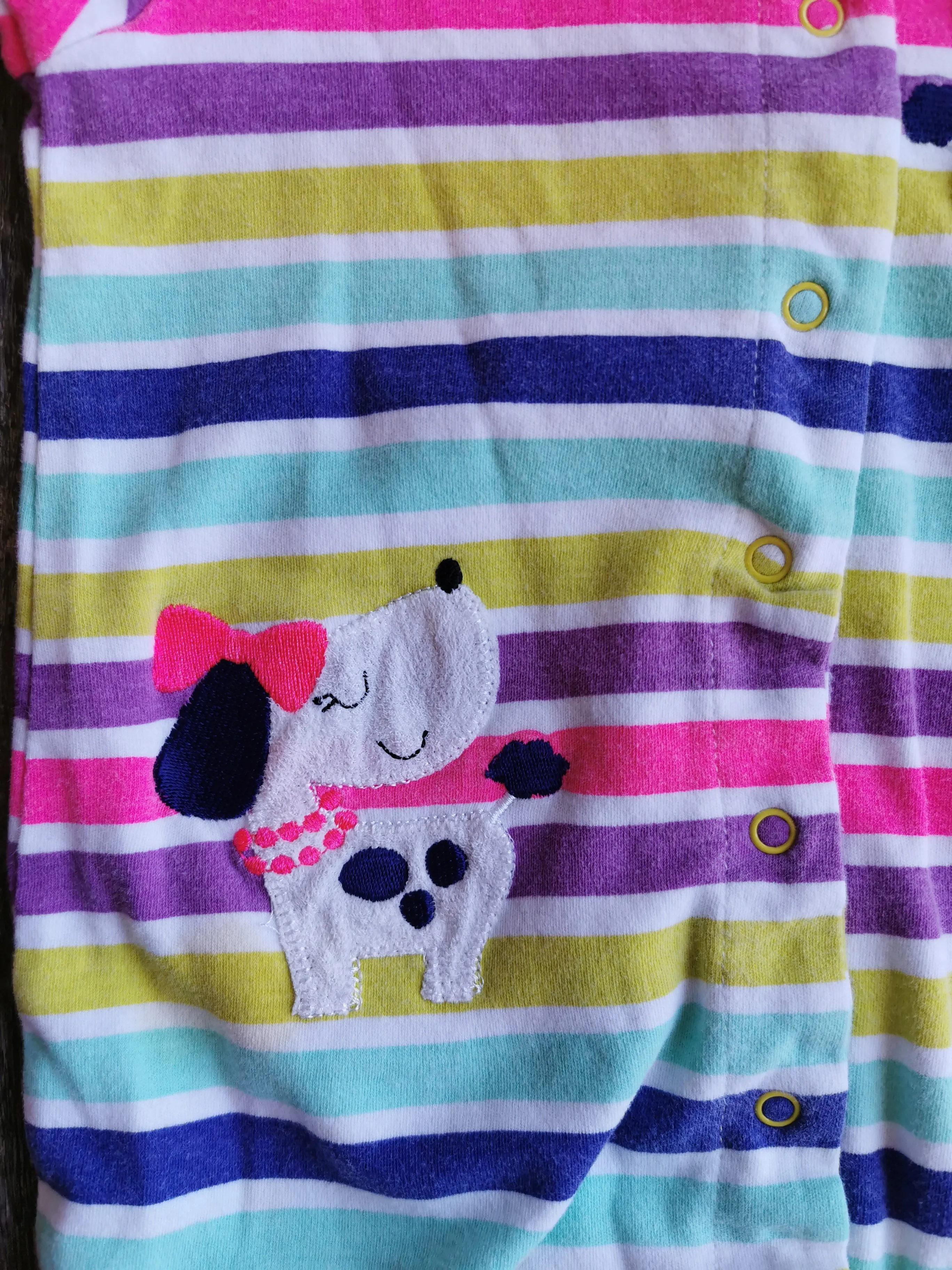BABY GIRL SIZE 12 MONTHS - PEKKLE, Soft Graphic Sleep & Play Onesie VGUC B32