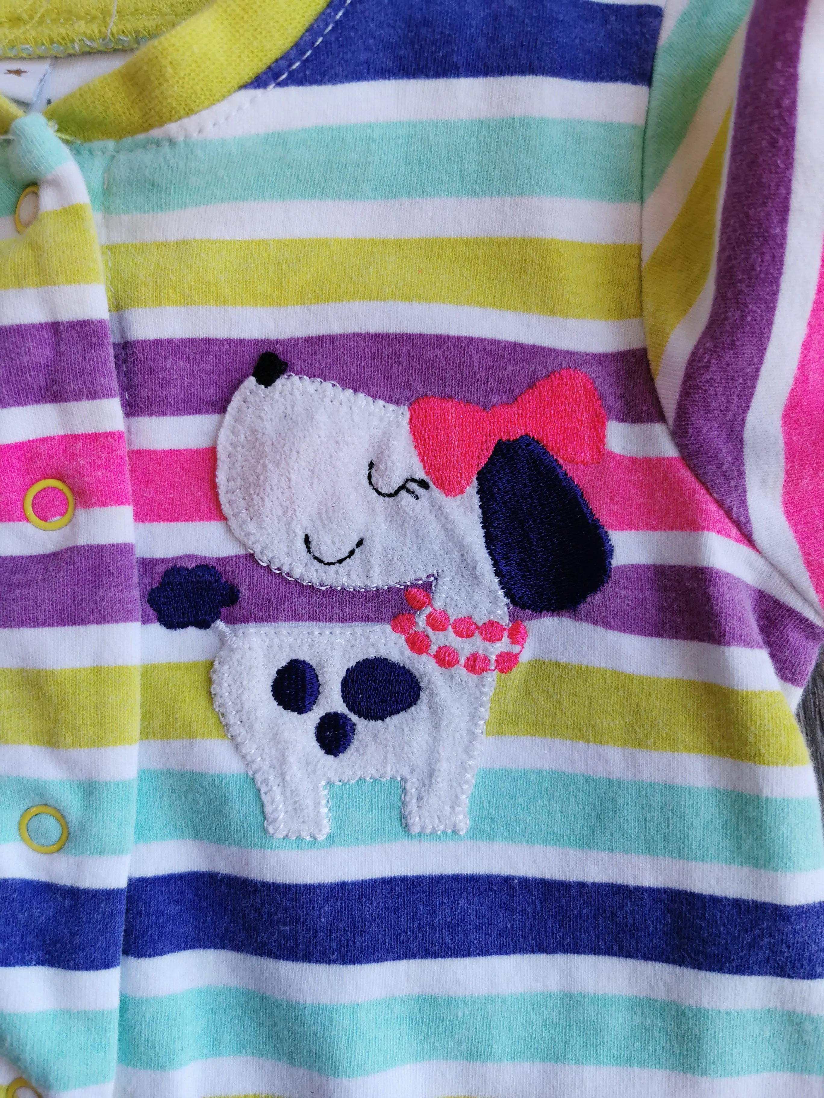 BABY GIRL SIZE 12 MONTHS - PEKKLE, Soft Graphic Sleep & Play Onesie VGUC B32