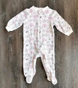 BABY GIRL SIZE 6/12 MONTHS - GEORGE, Soft Graphic Sleep & Play Onesie EUC B32