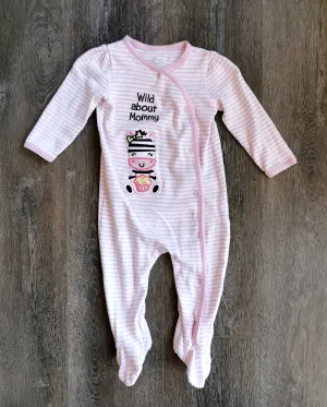 BABY GIRL SIZE 9/12 MONTHS - KOALA BABY, Soft Graphic Sleep & Play Onesie EUC B32