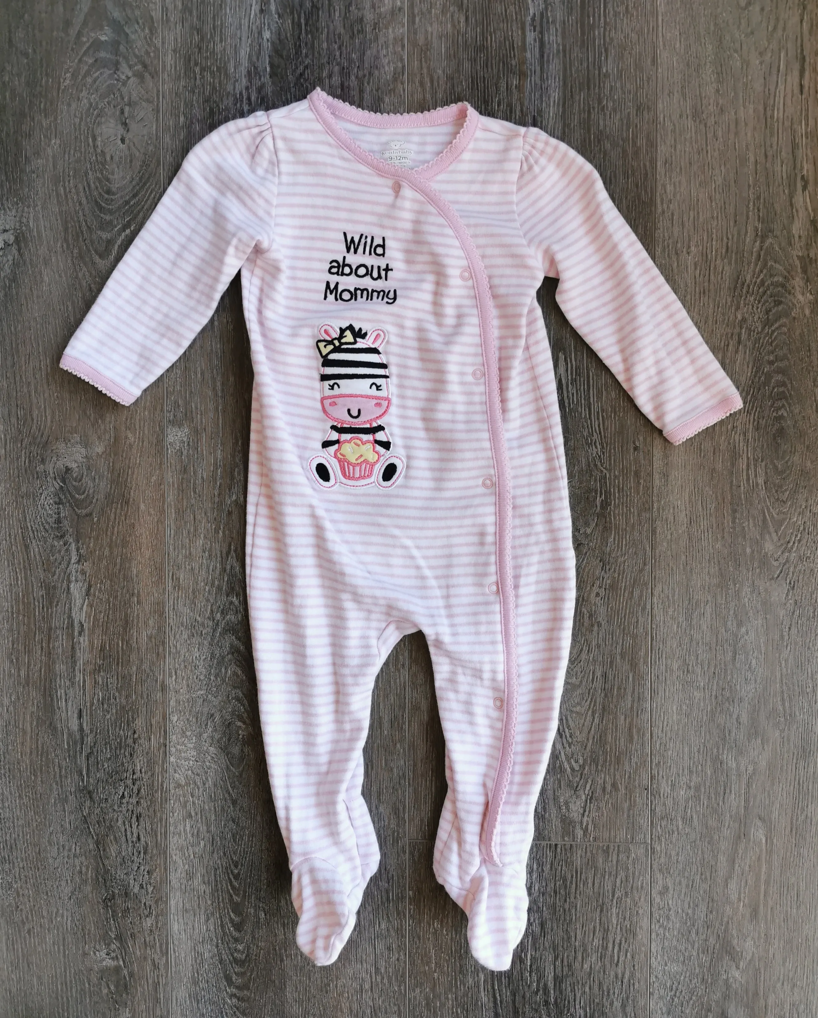 BABY GIRL SIZE 9/12 MONTHS - KOALA BABY, Soft Graphic Sleep & Play Onesie EUC B32