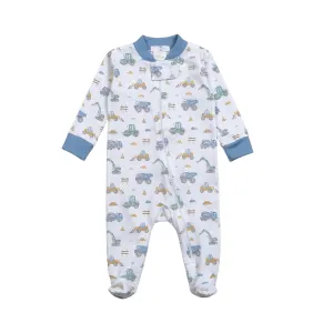 Baby Loren Construction Site Zipper Romper - Blue