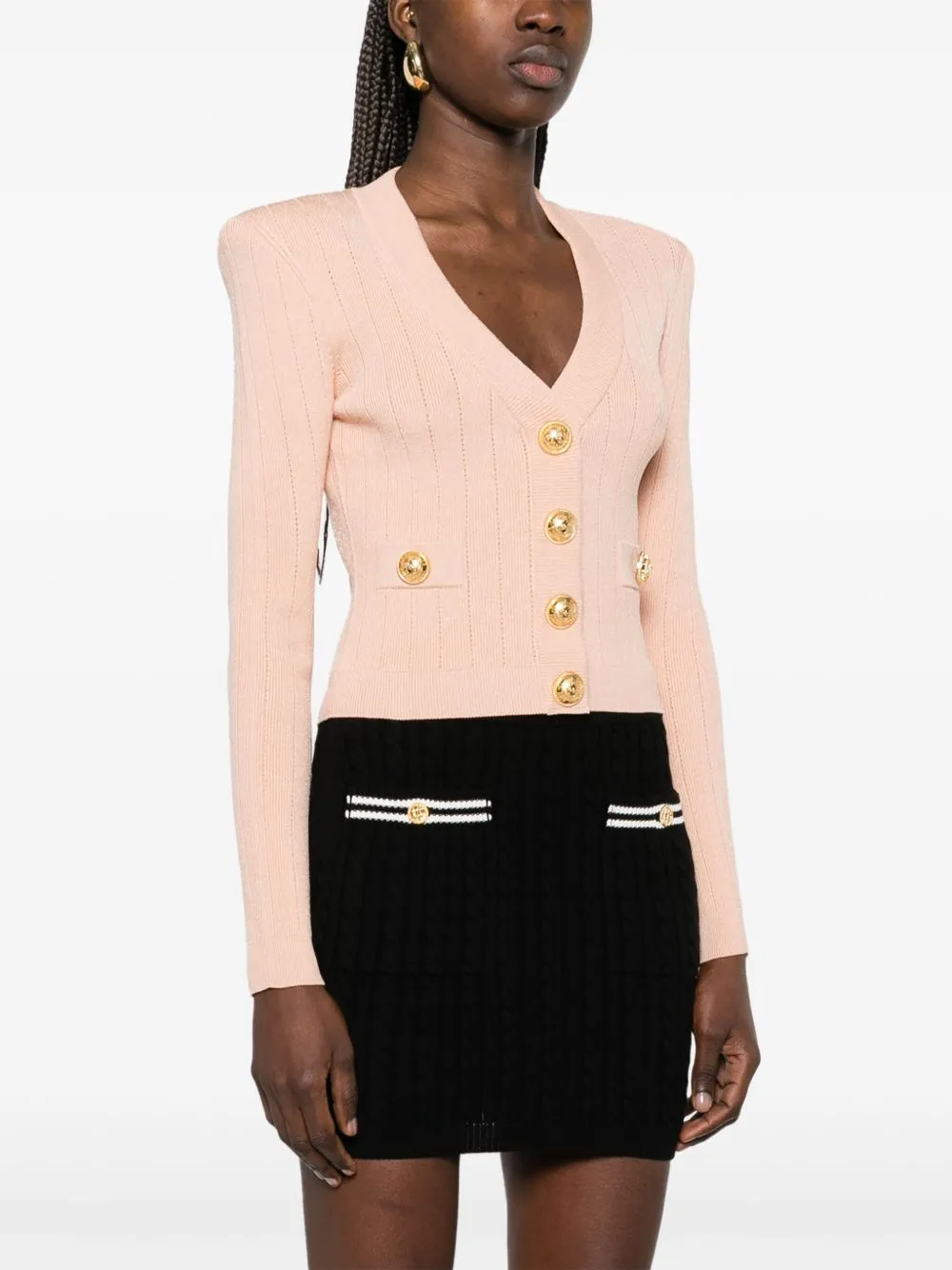 Balmain Cropped Knit Cardigan