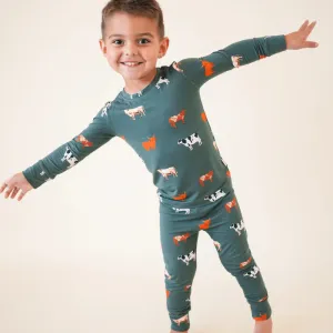 Bamboo 2 Piece Toddler Pajama Set - Green Cow