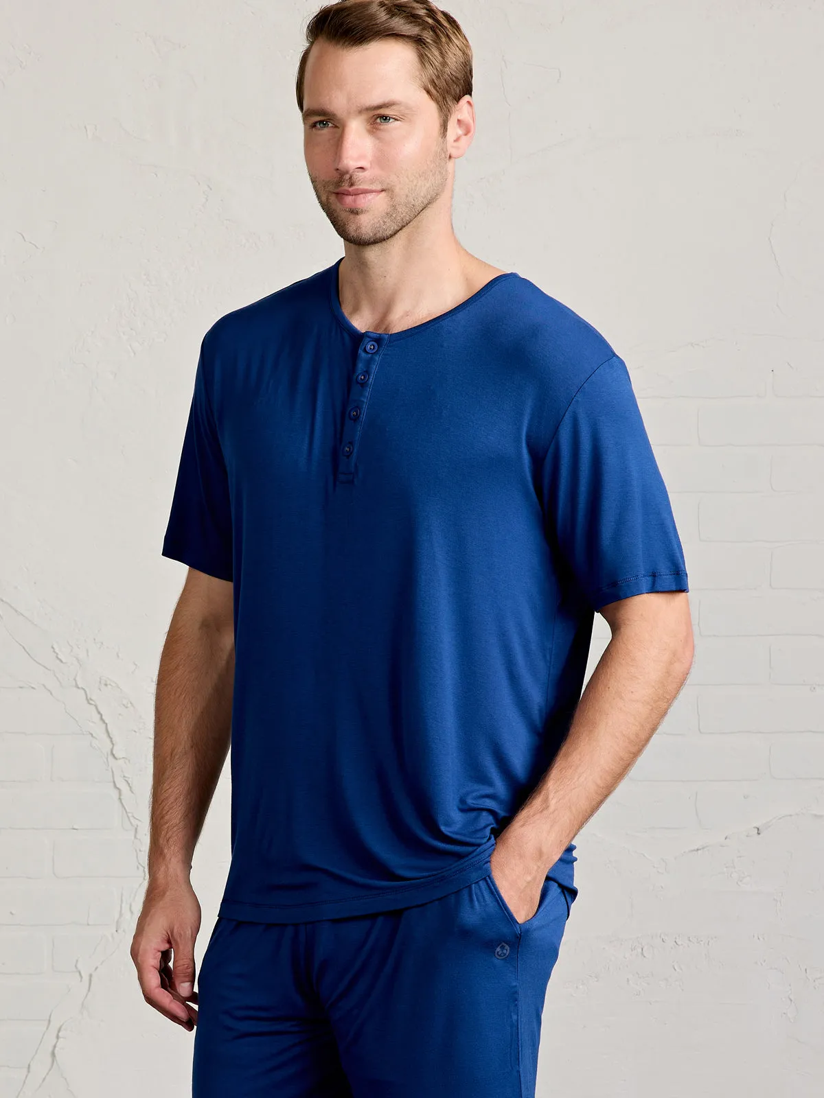 Bamboo Silk Sleep Short Sleeve Henley